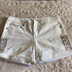 White jean shorts